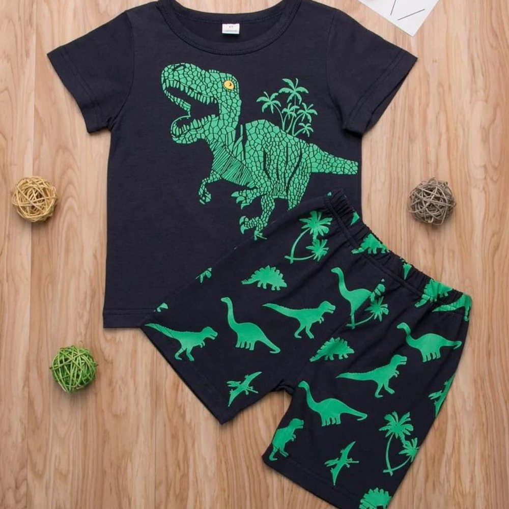 NEW Boy's Navy Dino Shorts Outfit